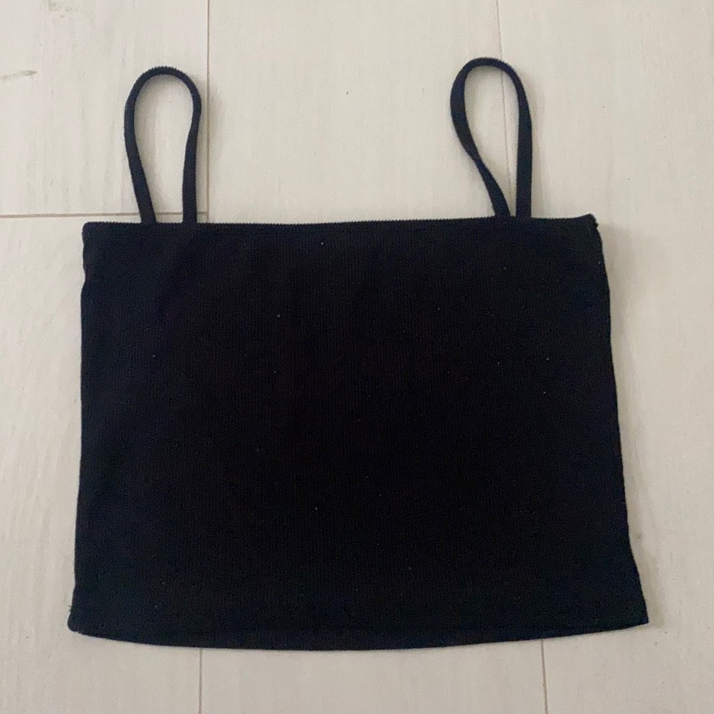 Black straight across crop top